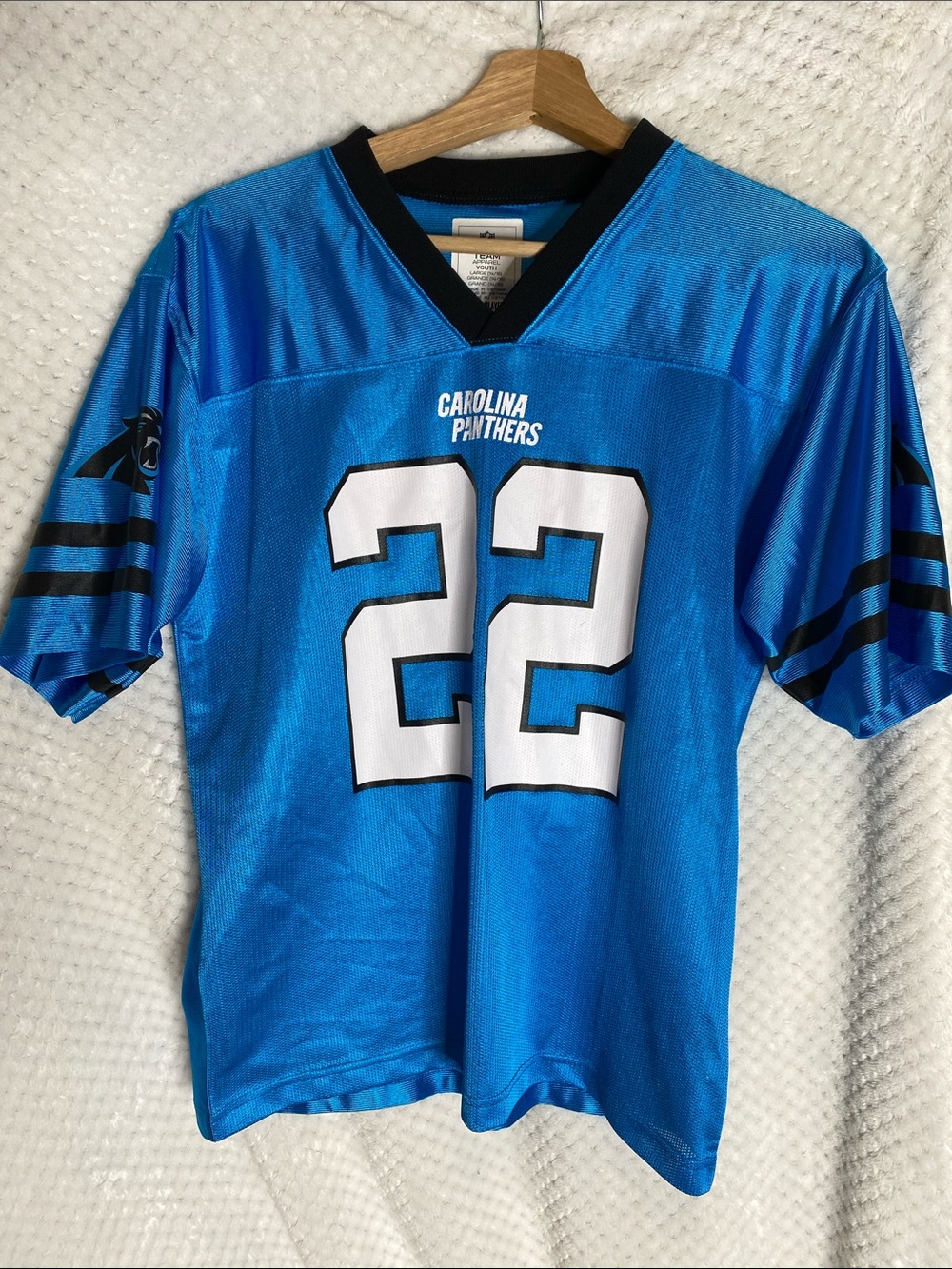 NFL Carolina Panthers Blue #22 Kids Jersey